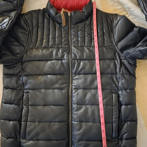 Men's Black/Red Lambskin Reversible Puffer Jacket MISSANI LE COLLEZIONI - Picture 10 of 11